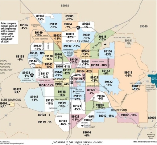  the amount of foreclosures in the previously “hot” Las Vegas zip codes 